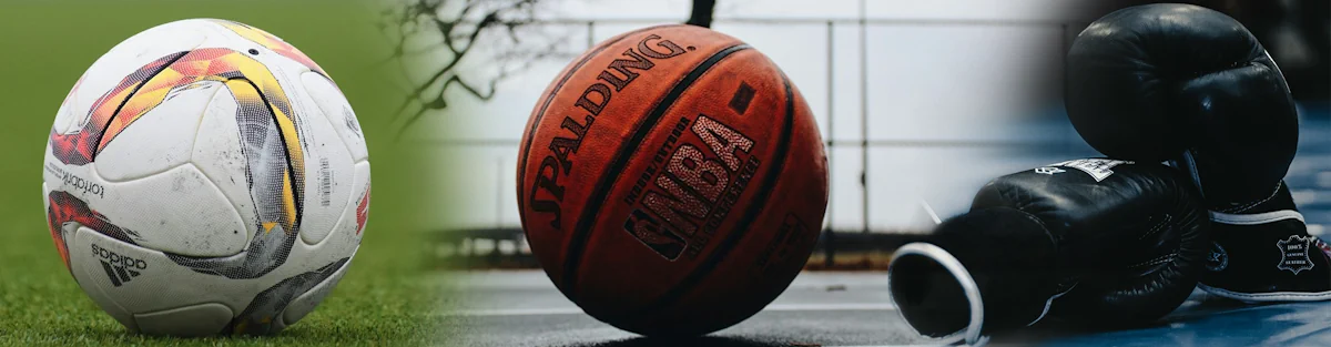 Popular sports Football, Basketball and Boxing Banner